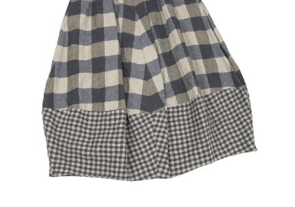 gomme Cotton Wool Wrinkle Check Skirt K-172738_006