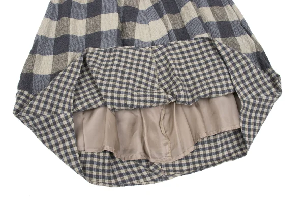 gomme Cotton Wool Wrinkle Check Skirt K-172738_007