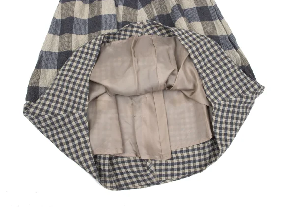 gomme Cotton Wool Wrinkle Check Skirt K-172738_008