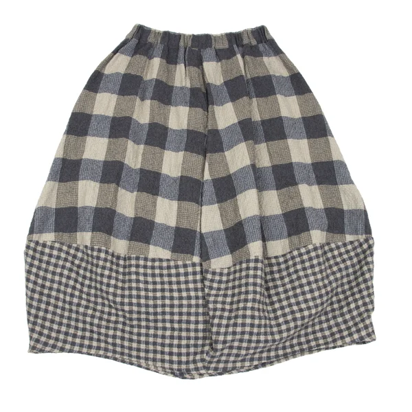 gomme Cotton Wool Wrinkle Check Skirt K-172738_009