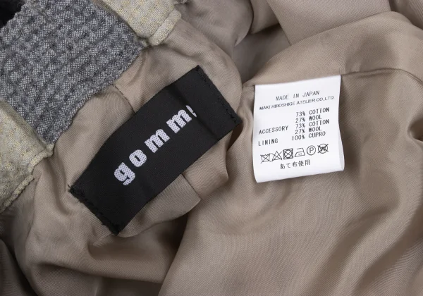 gomme Cotton Wool Wrinkle Check Skirt K-172738_012