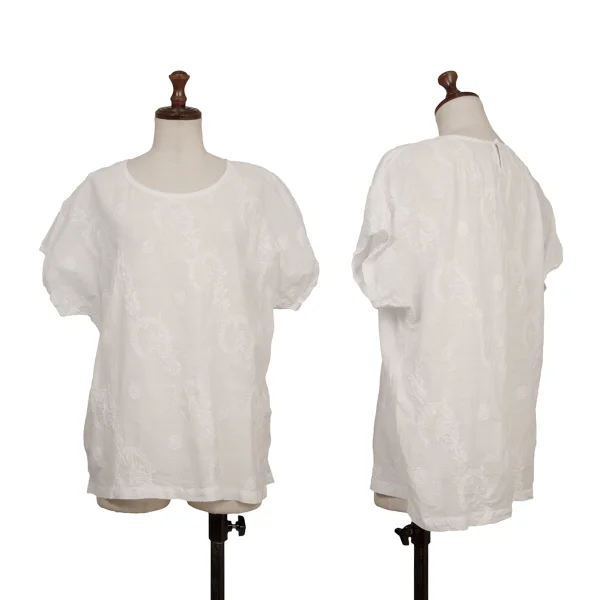 ASHA BY MDS Embroidery Short Sleeve Blouse White M K-172741_001