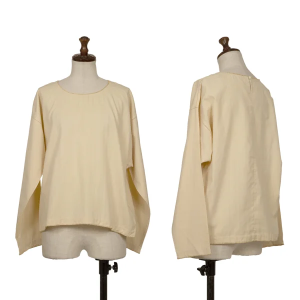 ASHA BY MDS Cotton Wood Beads Design Blouse Beige S-M K-172746_001