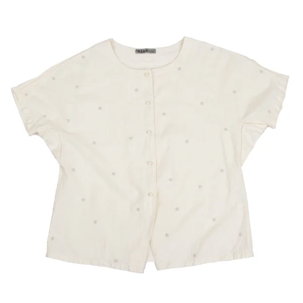 ASHA BY MDS Cotton Dot Jacquard Short Sleeve Blouse K-172749_002