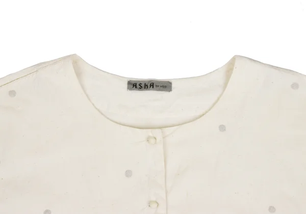 ASHA BY MDS Cotton Dot Jacquard Short Sleeve Blouse K-172749_003