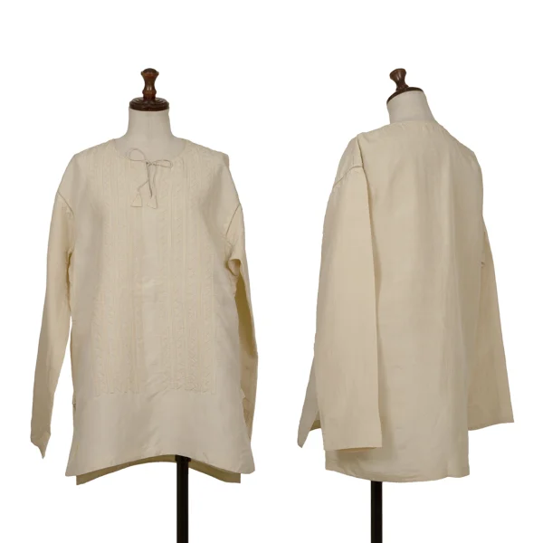ASHA BY MDS Patch Design Silk Skipper Blouse Beige M K-172751_001