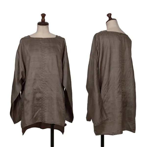 ASHA BY MDS Silk Zigzag Stitch Blouse Mocha S-M K-172753_001