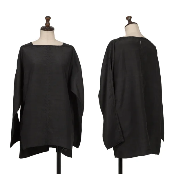 ASHA BY MDS Silk Zigzag Stitch Blouse Black S-M K-172754_001