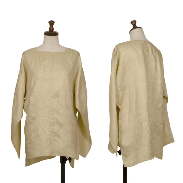ASHA BY MDS Silk Zigzag Stitch Blouse Beige S-M K-172755_001