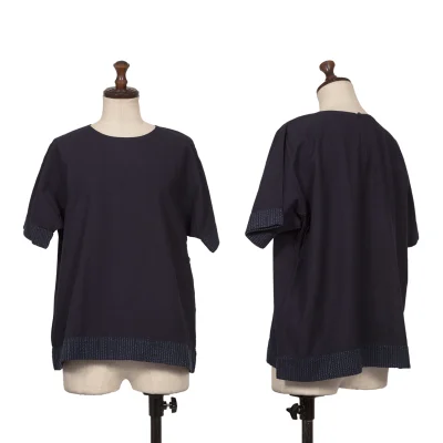 ASHA BY MDS Dyed Stitch Design Cotton Short Sleeve Blouse