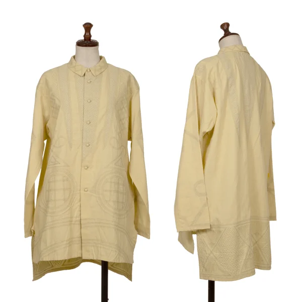ASHA BY MDS Cotton Embroidery Long Shirt Yellow M K-172763_001