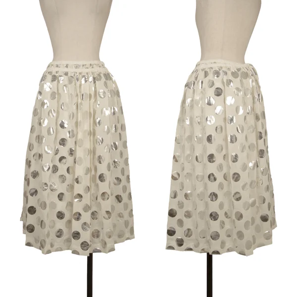 tricot COMME des GARCONS tricot Special Dot Print Layered Skirt Ivory,Silver S-M K-172765_001