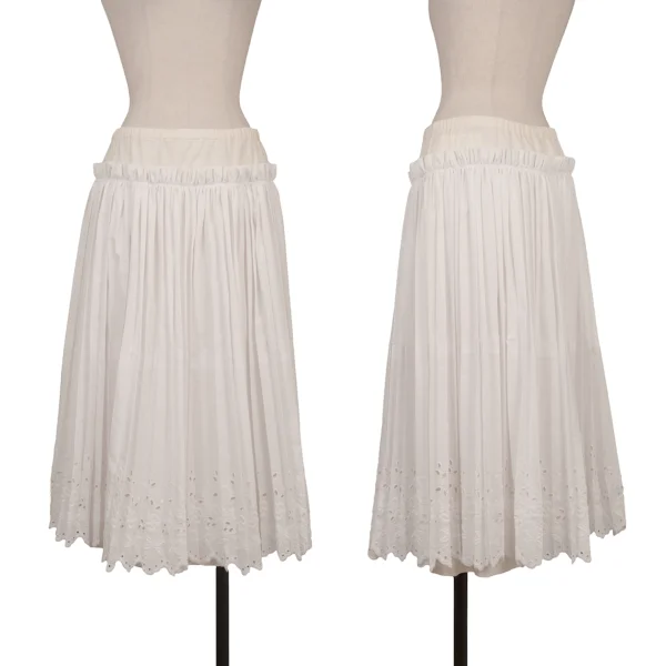 COMME des GARCONS Embroidery Hem Layered Design Pleats Skirt White M K-172766_001