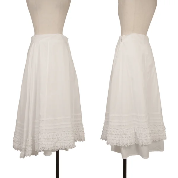 JUNYA WATANABE COMME des GARCONS Lace Decoration Hem Asymmetry Skirt White XS-S K-172767_001