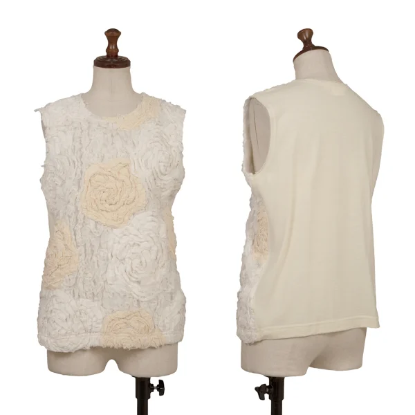 COMME des GARCONS Floral Corsage Sleeveless Top Ivory,Beige,White M K-172768_001