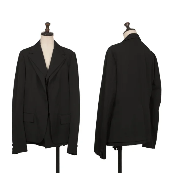 Y's Wool Layered Desgin Jacket Black 3 K-172775_001