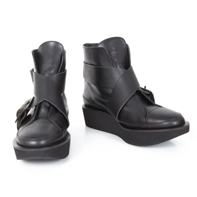Y's Cross Strap Leather Boots