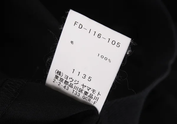 Yohji Yamamoto FEMME Wool Gabardine Tote Logo Bag K-172785_011