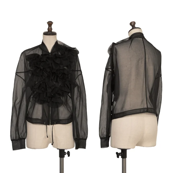 COMME des GARCONS Pleats Design Sheer Blouson Black S-M K-172790_001
