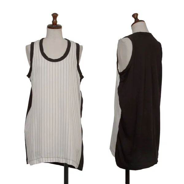 tricot COMME des GARCONS Front Stripe Switching Tank Top White,Black S-M K-172803_001