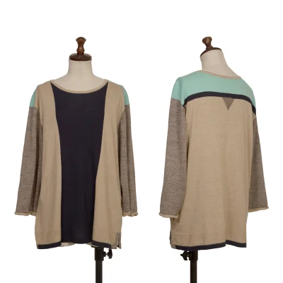 ISSEY MIYAKE HaaT Rayon Blend Switching Knit Top