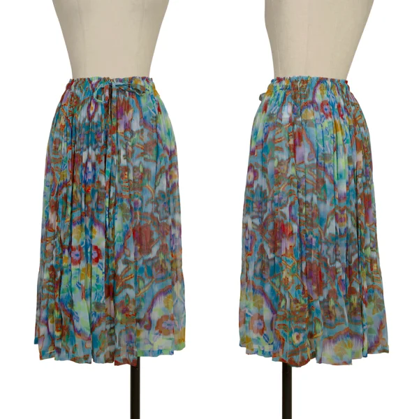 ISSEY MIYAKE me Psychedelic Floral Print Pleated Skirt Multi-Color Free K-172812_001