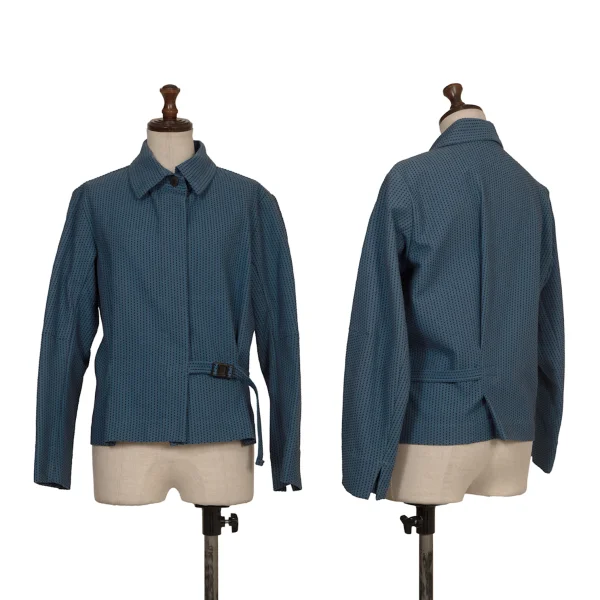 ISSEY MIYAKE me Cotton Stitch Belted Jacket Blue,Black F K-172816_001