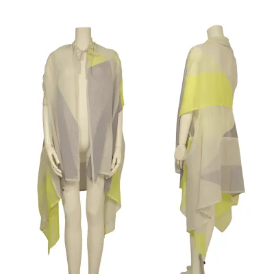 ISSEY MIYAKE 132 5. Color-block Sheer Cord-neck Sleeveless Top