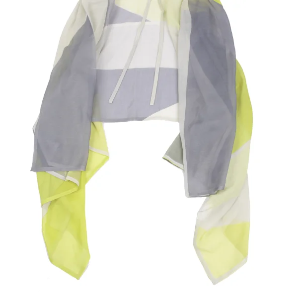 ISSEY MIYAKE 132 5. Color-block Sheer Cord-neck Sleeveless Top K-172817_007
