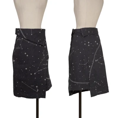 ISSEY MIYAKE Constellation Jacquard Stretch Denim Wrap Skirt