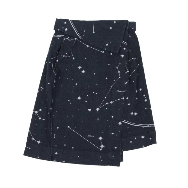 ISSEY MIYAKE Constellation Jacquard Stretch Denim Wrap Skirt K-172828_002