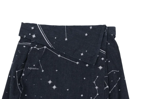 ISSEY MIYAKE Constellation Jacquard Stretch Denim Wrap Skirt K-172828_003