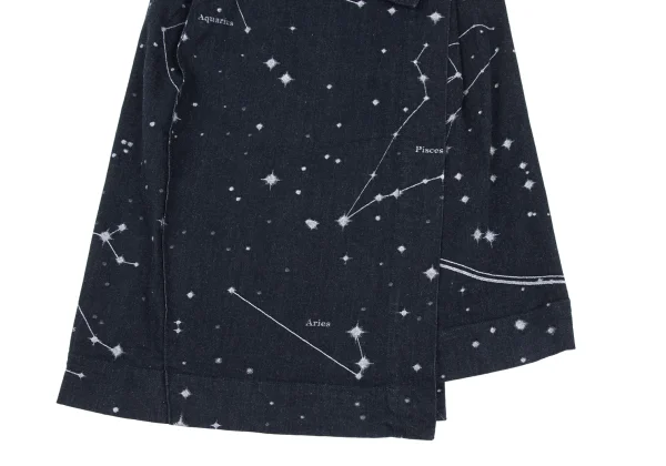 ISSEY MIYAKE Constellation Jacquard Stretch Denim Wrap Skirt K-172828_004