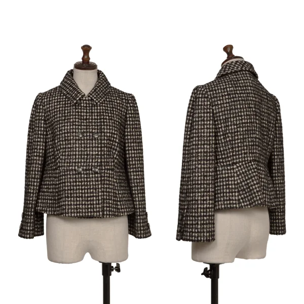 DOLCE&GABBANA Alpaca Blend Animal Lining Check Weave Jacket Black,Ivory 38 K-172840_001