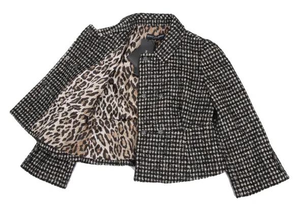 DOLCE&GABBANA Alpaca Blend Animal Lining Check Weave Jacket K-172840_010