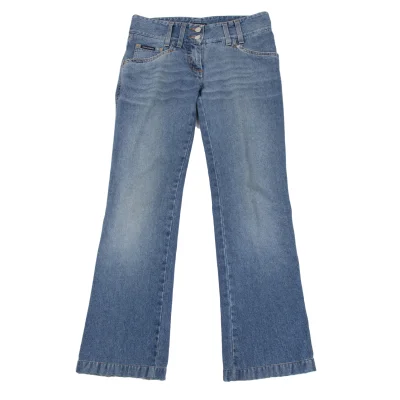 DOLCE&GABBANA Back Metal Logo Patch Distressed Jeans