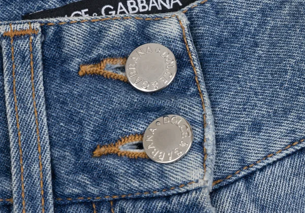 DOLCE&GABBANA Back Metal Logo Patch Distressed Jeans K-172841_003