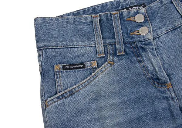DOLCE&GABBANA Back Metal Logo Patch Distressed Jeans K-172841_004