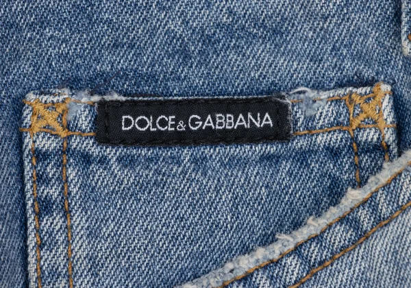 DOLCE&GABBANA Back Metal Logo Patch Distressed Jeans K-172841_005