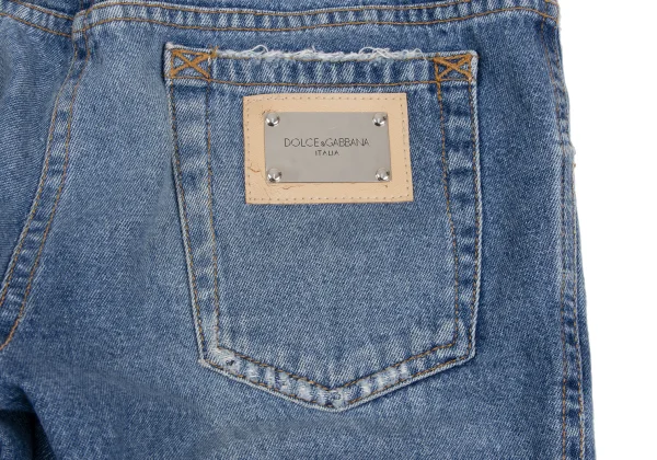 DOLCE&GABBANA Back Metal Logo Patch Distressed Jeans K-172841_016