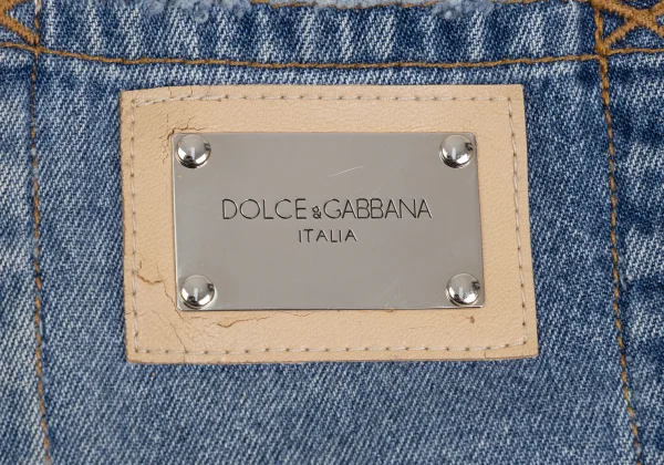 DOLCE&GABBANA Back Metal Logo Patch Distressed Jeans K-172841_017