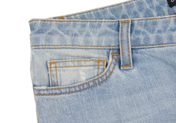 DOLCE&GABBANA Zipper Hem Back Metal Logo Patch Distressed Slim Jeans K-172842_004