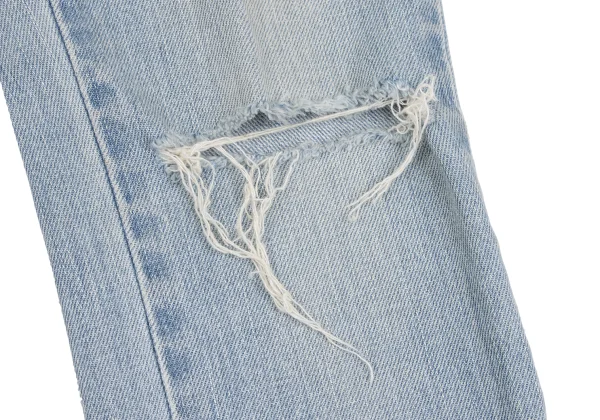 DOLCE&GABBANA Zipper Hem Back Metal Logo Patch Distressed Slim Jeans K-172842_010