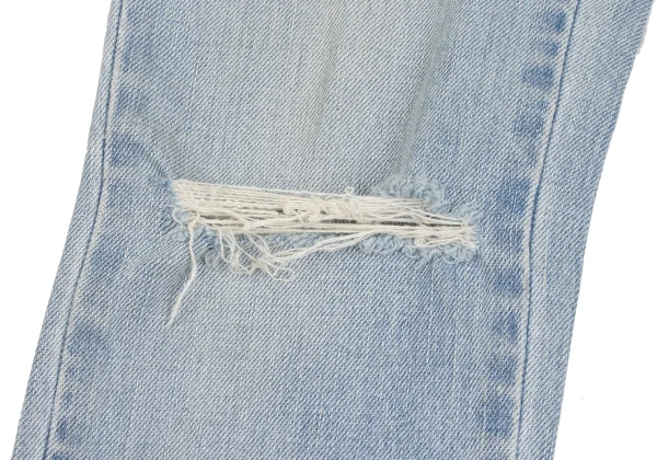 DOLCE&GABBANA Zipper Hem Back Metal Logo Patch Distressed Slim Jeans K-172842_011