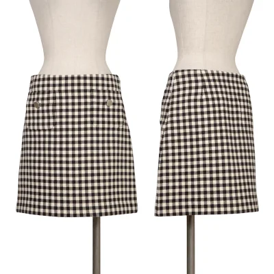 PRADA Wool Gingham Check Skirt