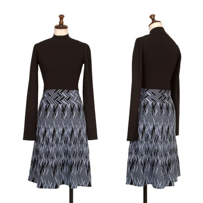 EMPORIO ARMANI Zigzag Weave Switching High-neck Knit Dress