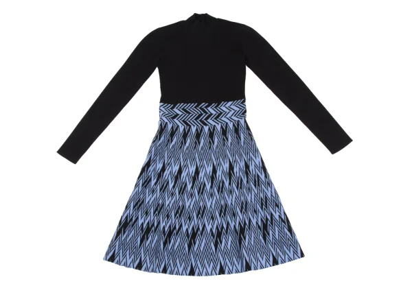 EMPORIO ARMANI Zigzag Weave Switching High-neck Knit Dress K-172855_002