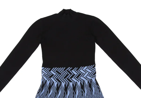 EMPORIO ARMANI Zigzag Weave Switching High-neck Knit Dress K-172855_003
