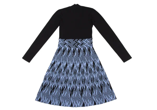 EMPORIO ARMANI Zigzag Weave Switching High-neck Knit Dress K-172855_010