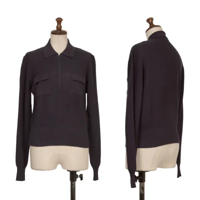 EMPORIO ARMANI Cotton Half Zip Knit Long Sleeve Polo Shirt